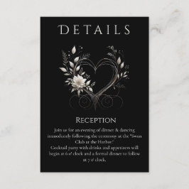 Hochzeitsdetails - Moderne weiße Blume mit Herz Begleitkarte