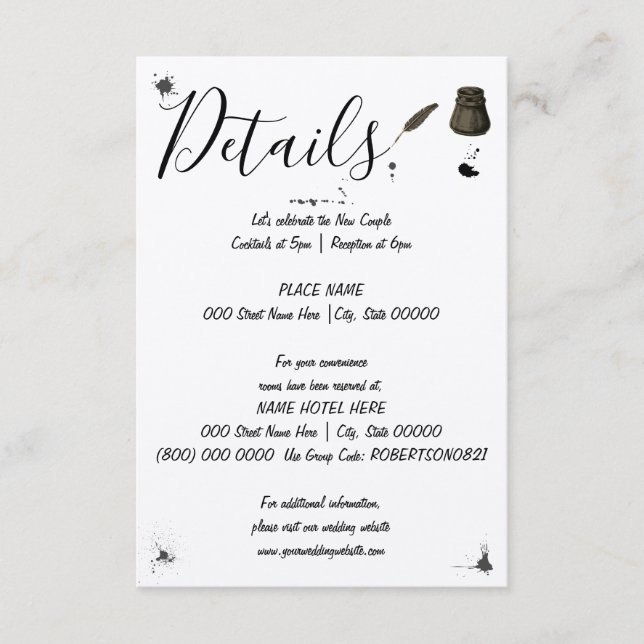 Hochzeitsdetails | Pen & Inkwell | Kleine Details Begleitkarte (Vorderseite)
