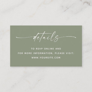 Hochzeitsdetails + QR-Code Sage Green Minimalist Begleitkarte