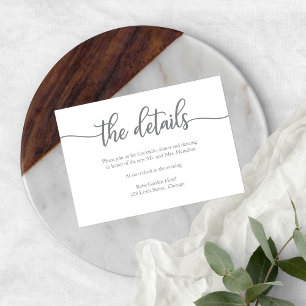 Hochzeitsdetails RSVP-Karte Dunkelgraue Kalligrafi RSVP Karte