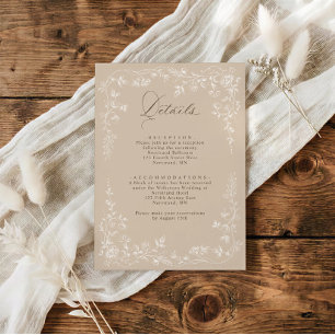 Hochzeitsdetails Vintage Beige Tan Französische Bl Begleitkarte