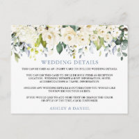 Hochzeitsdetails Weiße blühende blaue Karte