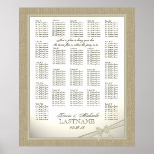 Hochzeitsdiagramm für Burlap und Bow Poster