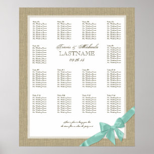 Hochzeitsdiagramm für Burlap und Bow Poster