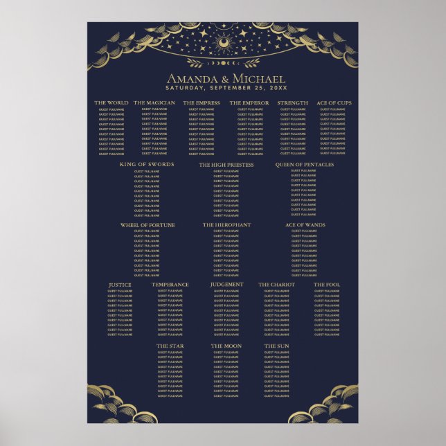 Hochzeitsdiagramm für das mystische Tarot von Gold Poster (Vorne)