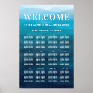 Hochzeitsdiagramm für Hochzeiten in Aquarellen Poster