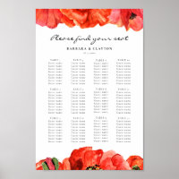 Hochzeitsdiagramm für Rote Mohnblumen