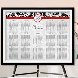 Hochzeitsdiagramm für Vintage rote Schwarzmatte Poster