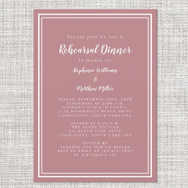 Hochzeitsdinner Dusty Rose Moderne Probe Einladung