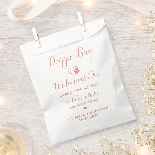 Hochzeitsdoggie Personalisieren Rose Gold Haustier Geschenktütchen (Ausgeschnitten)