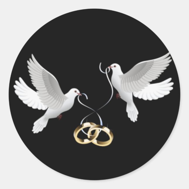 Hochzeitsdoves Schwarze Rundkleber Runder Aufkleber (Vorderseite)