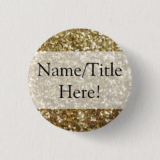 Hochzeitsdruck auf Gold-Glitzer Button (Vorderseite)
