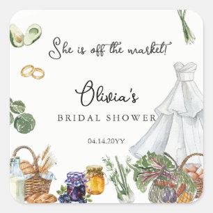 Hochzeitsdusche-Geschenk für Bauern vom Markt Quadratischer Aufkleber