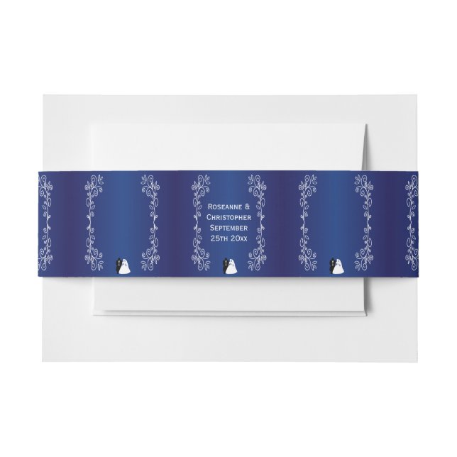Hochzeitseinladung Bauchband Blauer Brautgarten Einladungsbanderole (Vorderseite Beispiel)