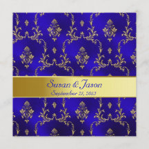 Hochzeitseinladung - Blue & Gold