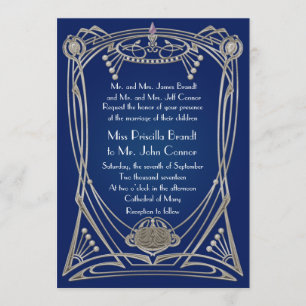 Hochzeitseinladung Blue night & silber Einladung
