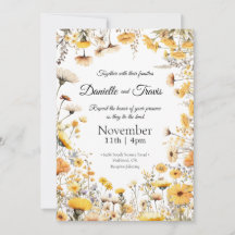 Hochzeitseinladung botanische Wildblumen gelb