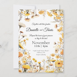 Hochzeitseinladung botanische Wildblumen gelb Einladung