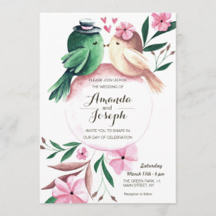 HOCHZEITSeinladung der niedlichen Vögel des Einladung