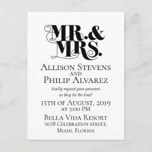 Hochzeitseinladung Design, mit Mr., mrs. Einladungspostkarte