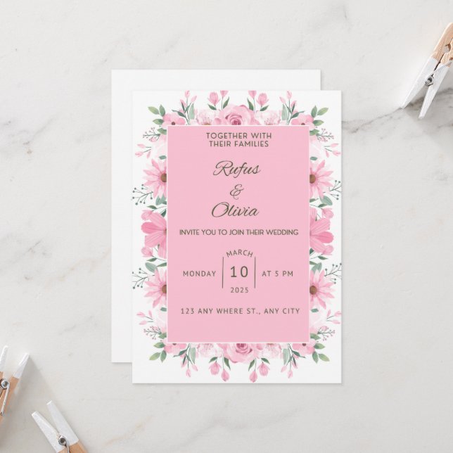 Hochzeitseinladung. Einladung (Vorderseite/Rückseite Beispiel)