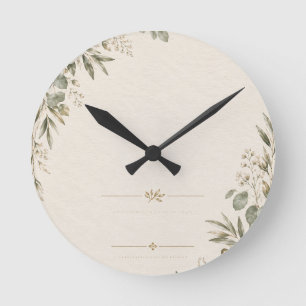 Hochzeitseinladung Elegant Europäische Botanik Runde Wanduhr