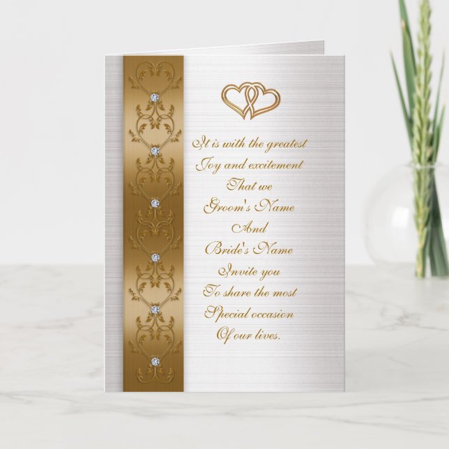 Hochzeitseinladung elegante Goldgrenze Einladung (Vorderseite)
