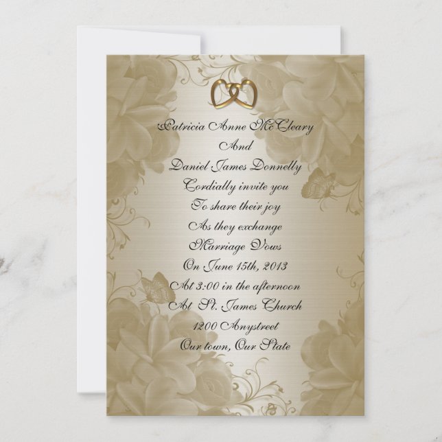 Hochzeitseinladung elegante Satin Frangipani Einladung (Vorderseite)
