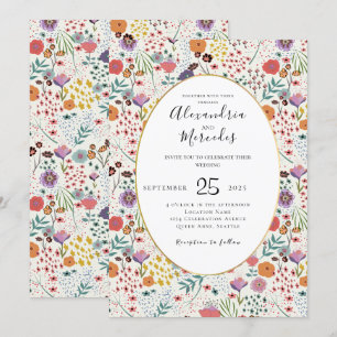 Hochzeitseinladung farbenfrohe Blume Frühlingsblum Einladung