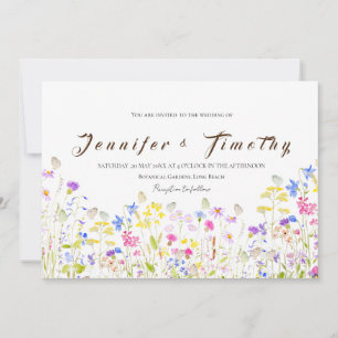 Hochzeitseinladung farbenfrohe Wiese und Schmetter Einladung