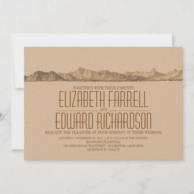 Hochzeitseinladung für Berge Einladung (Vorderseite)