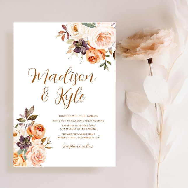 Hochzeitseinladung für Blume mit Goldbrasse und Go Einladung (Von Creator hochgeladen)