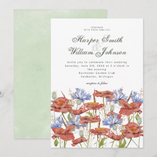 Hochzeitseinladung für Blume von Gras mit Aquarell Einladung