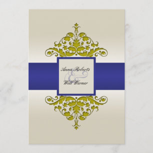 Hochzeitseinladung für die ElfenbeinMarine und Gol Einladung