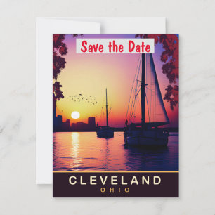 Hochzeitseinladung für ein Segelboot im Hafen von  Save The Date