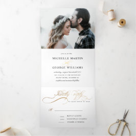 Hochzeitseinladung für elegante Kalligraphie Dreifach Gefaltete Einladung