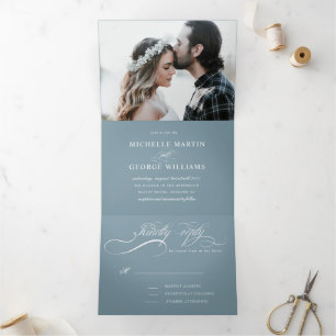 Hochzeitseinladung für elegante Kalligraphie Dreifach Gefaltete Einladung