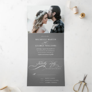 Hochzeitseinladung für elegante Kalligraphie Dreifach Gefaltete Einladung