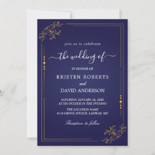 Hochzeitseinladung für Geogold und Königsblau Einladung