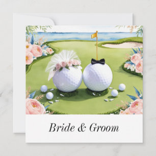 Hochzeitseinladung für Golfer mit Golfball auf Grü Save The Date