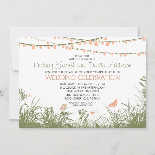 Hochzeitseinladung für Wildblumen und Streichellic Einladung (Vorderseite)