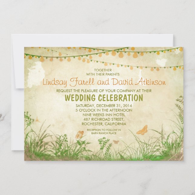 Hochzeitseinladung für Wildblumen und Streichellic Einladung (Vorderseite)