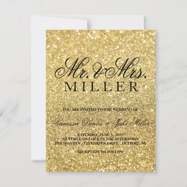 Hochzeitseinladung - Goldener Glam Einladung (Vorderseite)