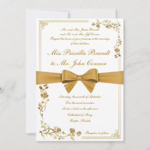 Hochzeitseinladung, goldenes Band Einladung