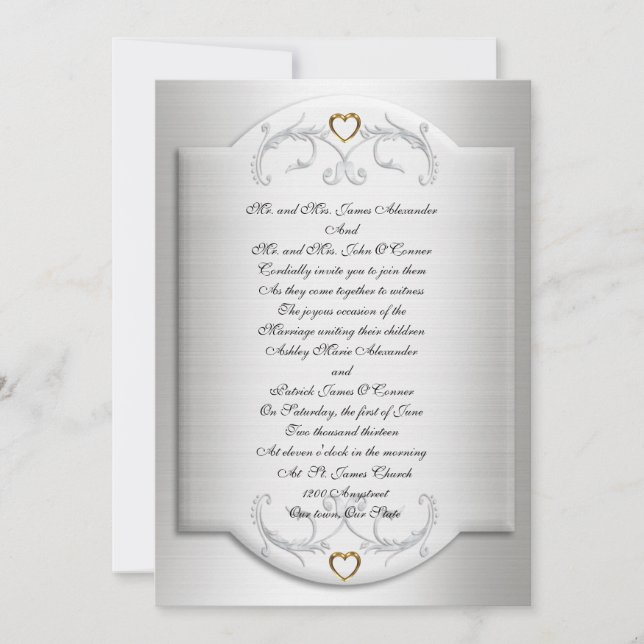 Hochzeitseinladung im eleganten Satin-Look Einladung (Vorderseite)