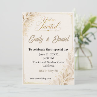 Hochzeitseinladung im Luxusdesign Beige Gold Einladung
