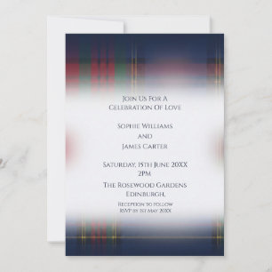 Hochzeitseinladung im Navy-Tartan-Design Einladung