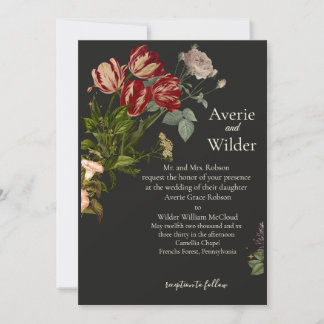 Hochzeitseinladung im Vintage-Stil mit dunklem Blu Einladung