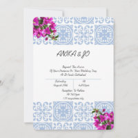 Hochzeitseinladung in blau-romantischem italienisc