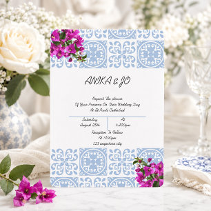 Hochzeitseinladung in blau-romantischem italienisc save the date